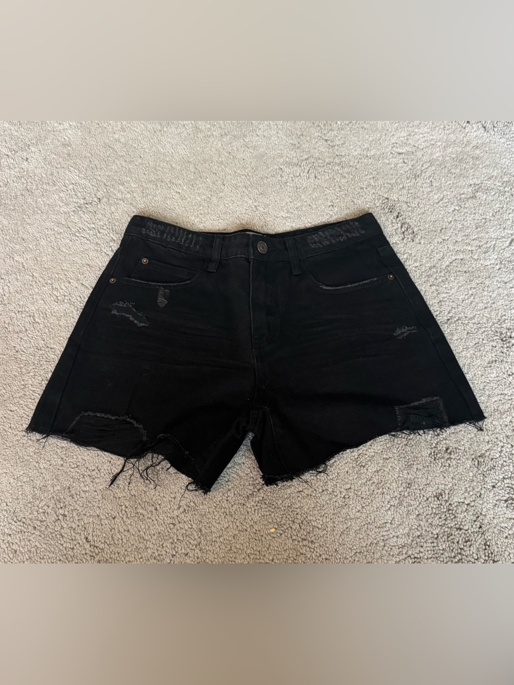White Birch Black Distressed High-Rise Women’s Denim Shorts